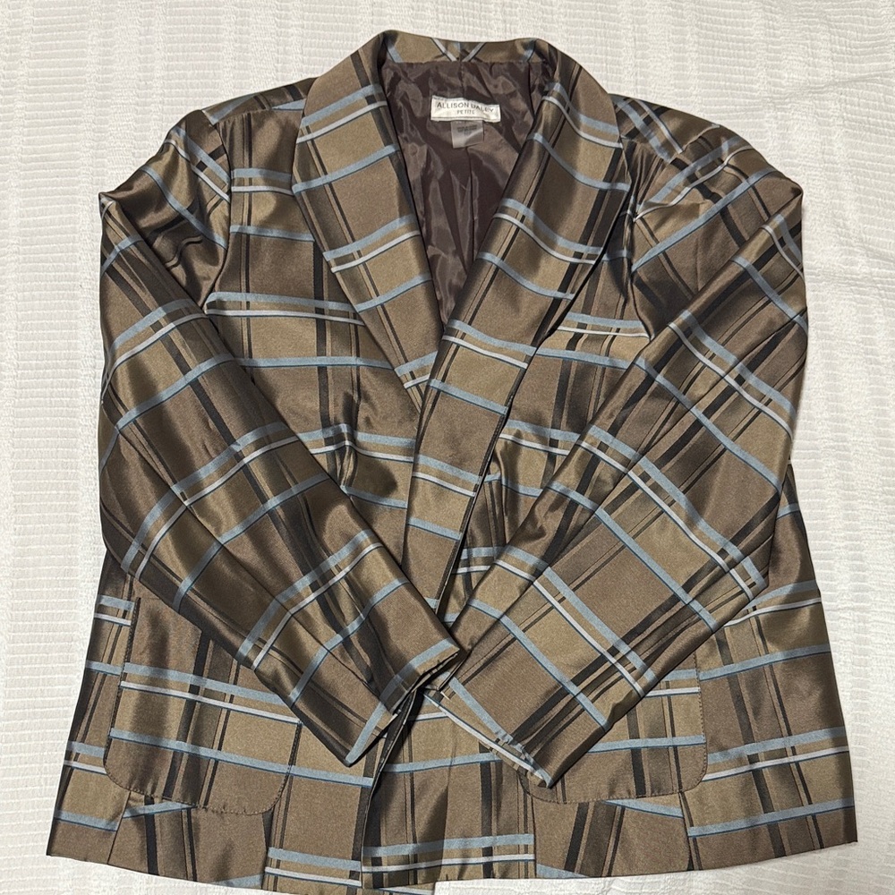 Allison Daley Brown and Gray Plaid Blazer
